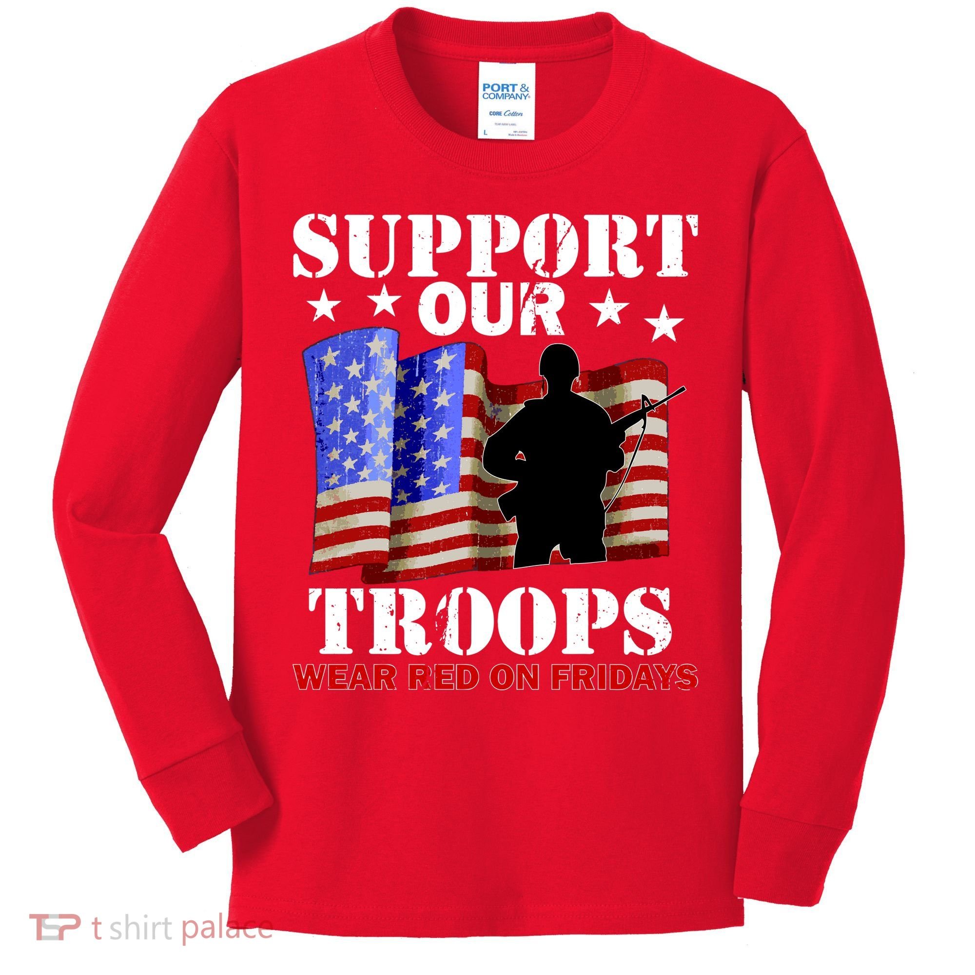 Red Friday Support Our Troops Kids Long Sleeve Shirt