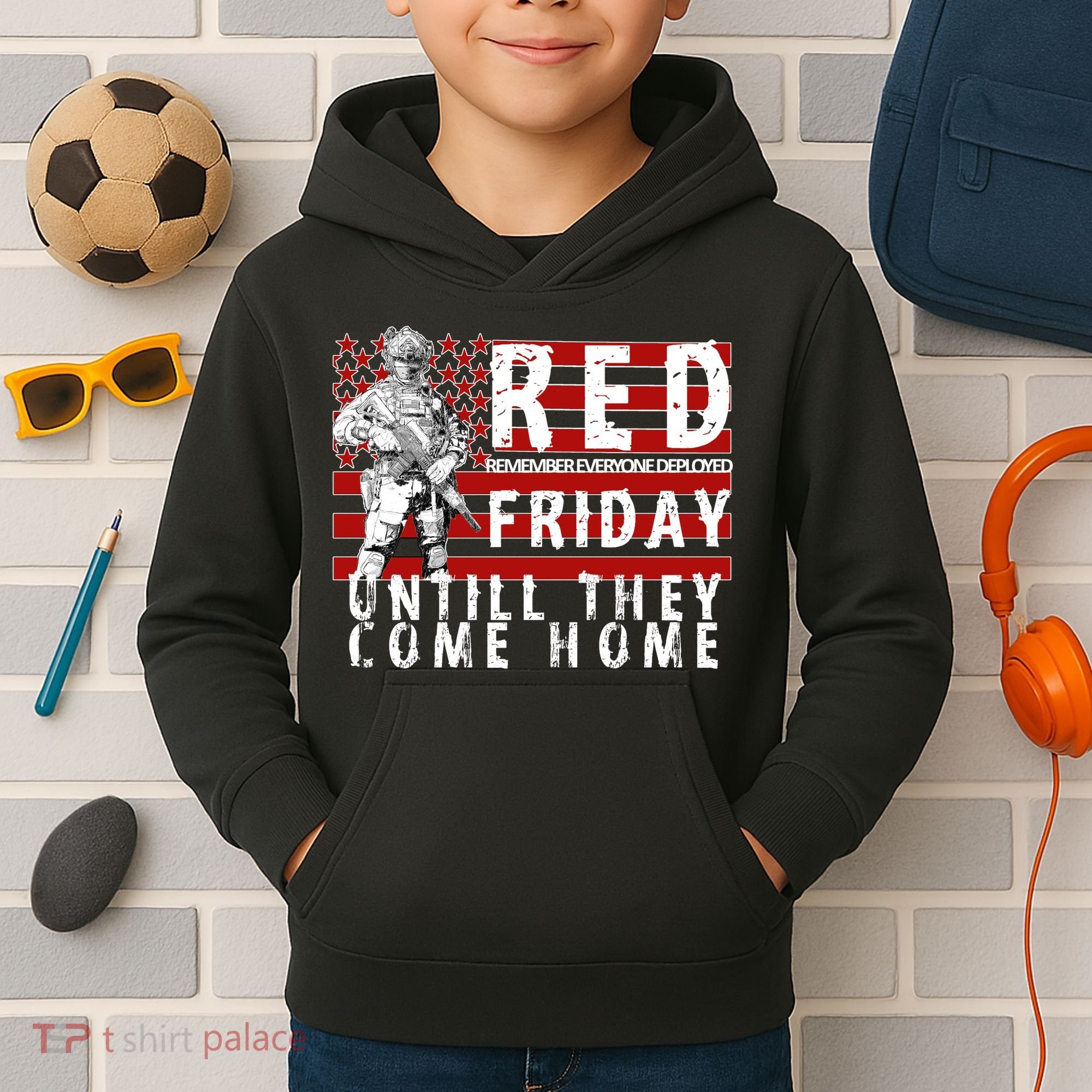 Red Friday Until They All Come Home Support Our Veterans Kids Hoodie