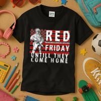 Red Friday Until They All Come Home Support Our Veterans Kids T-Shirt thumb 3