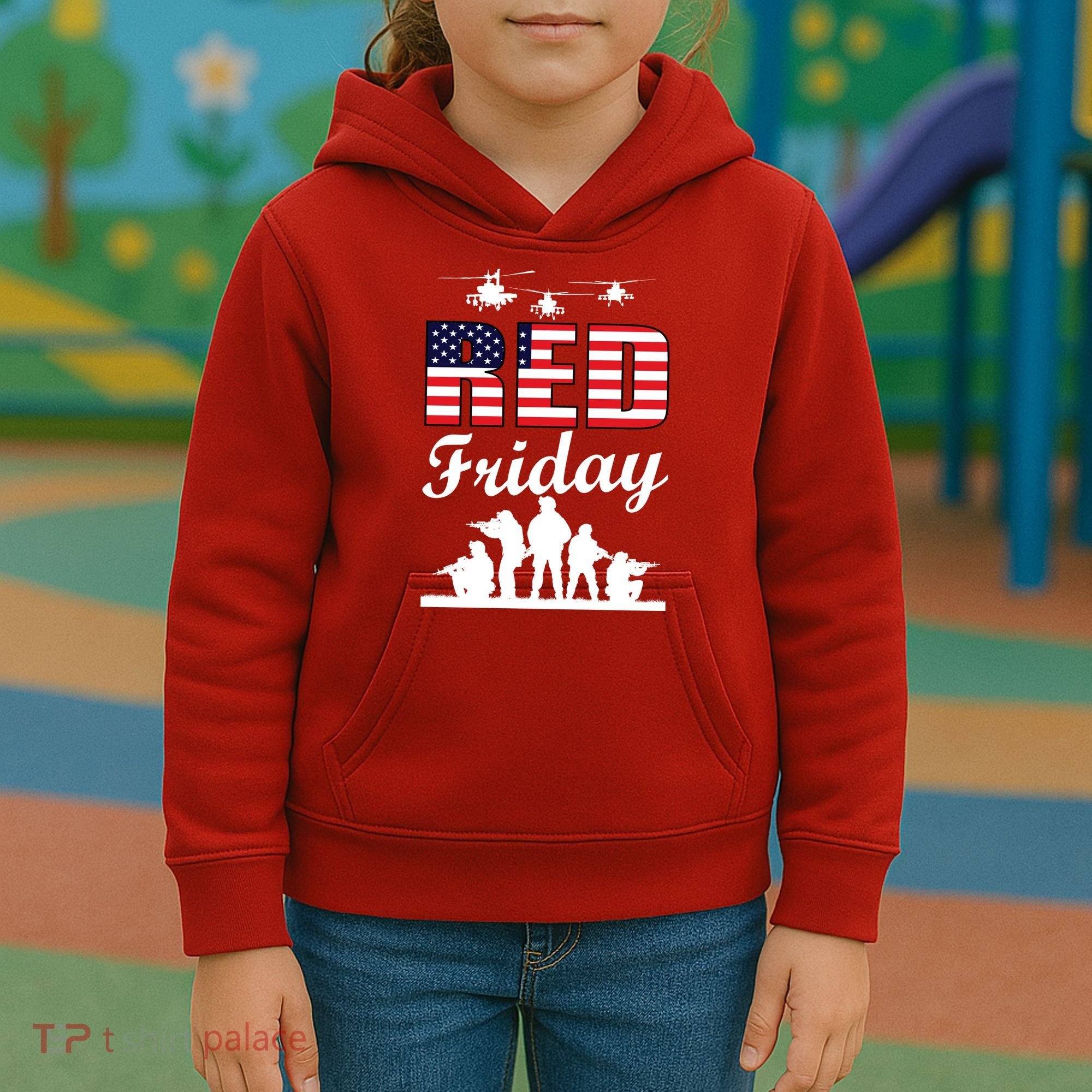 Red Friday Veterans Tribute Kids Hoodie