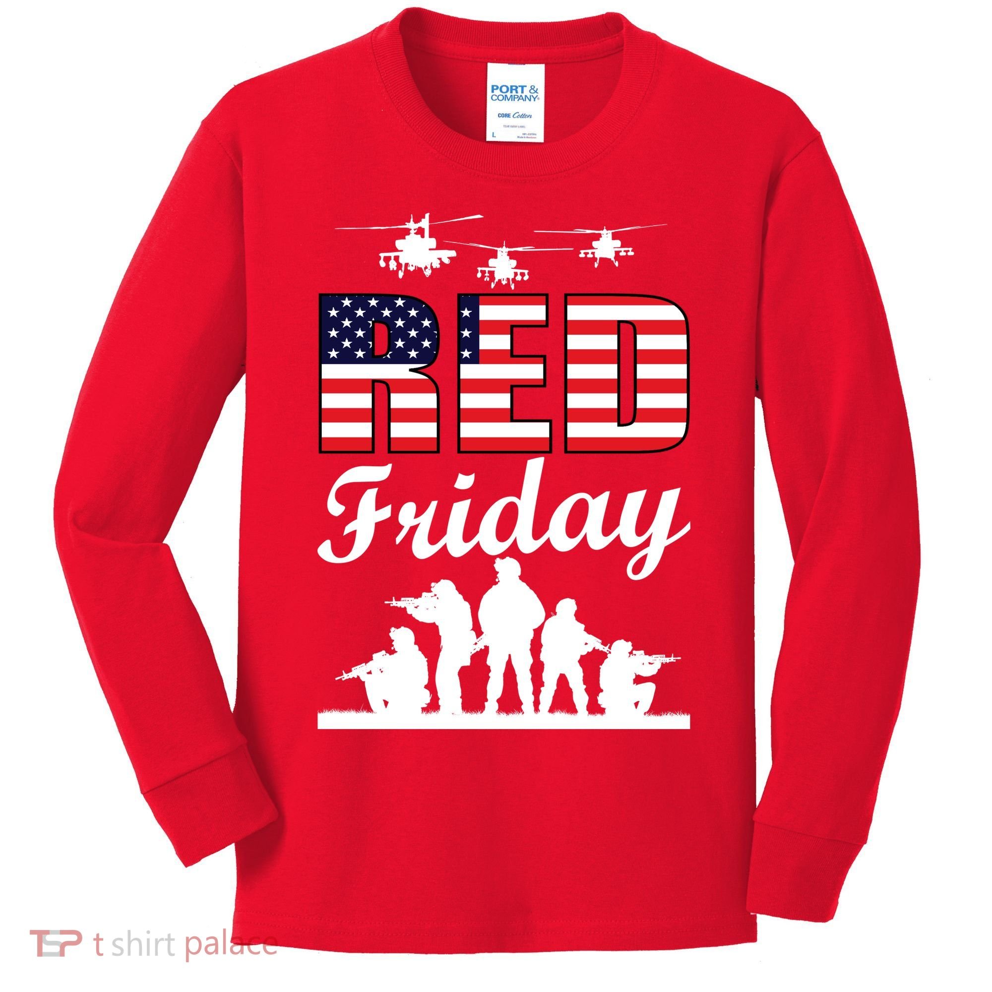 Red Friday Veterans Tribute Kids Long Sleeve Shirt