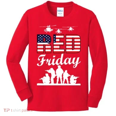 Red Friday Veterans Tribute Kids Long Sleeve Shirt