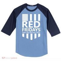 Red Fridays Military Flag Raglan Baseball Sleeve Shirt thumb 0
