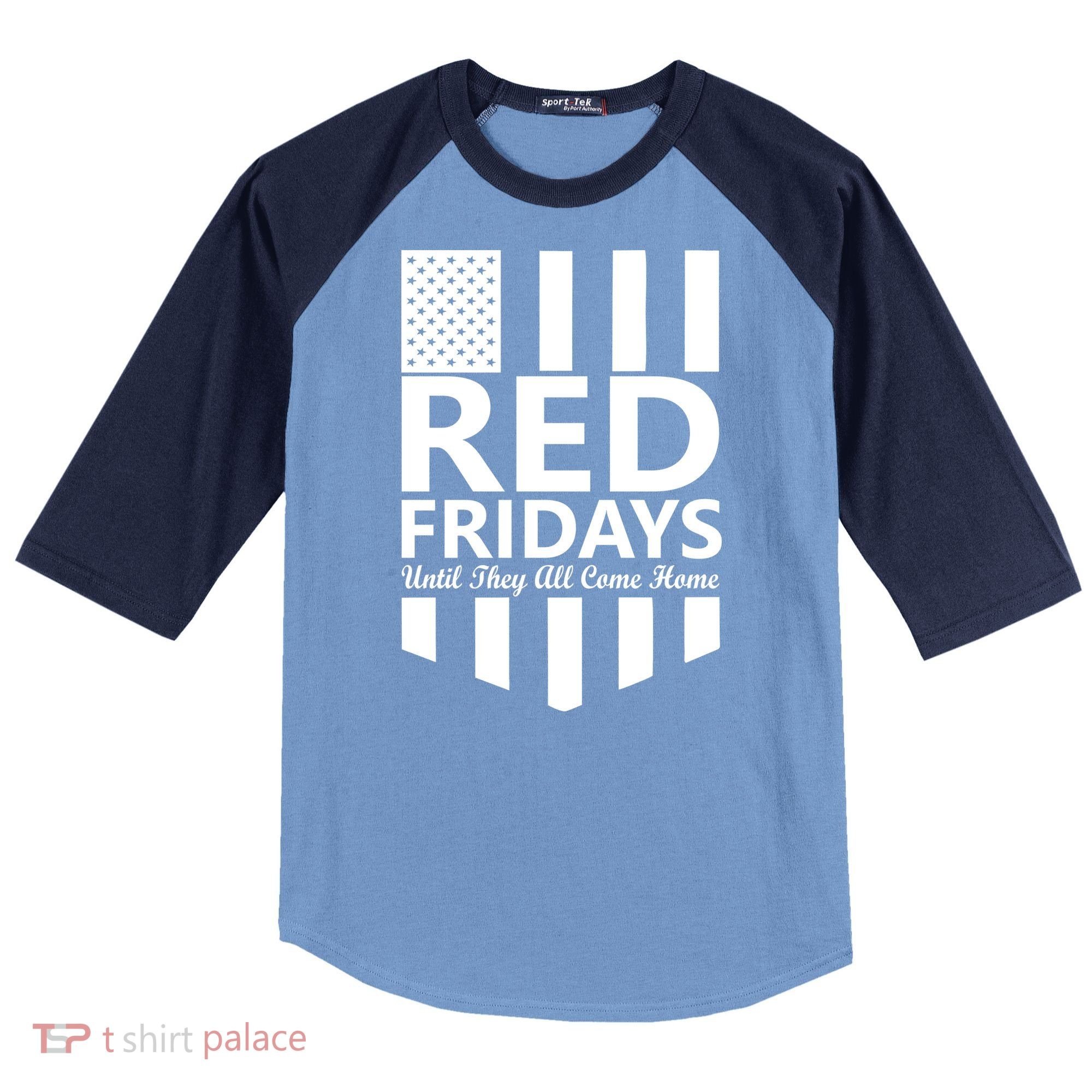 Red Fridays Military Flag Raglan Baseball Sleeve Shirt