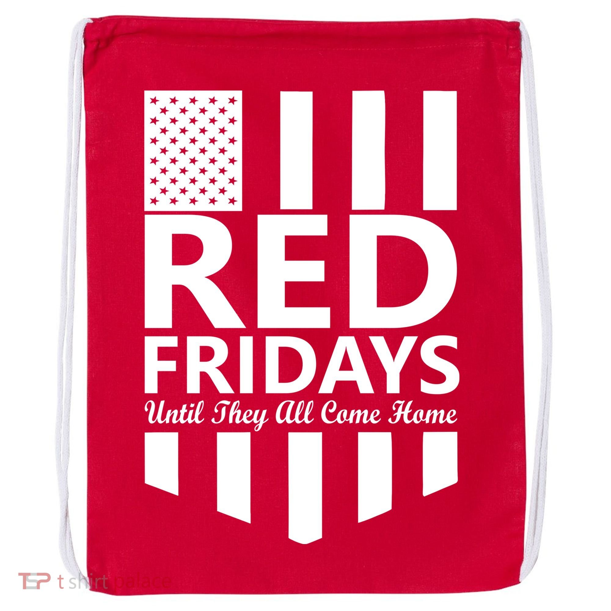Red Fridays Military Flag Drawstring Bag