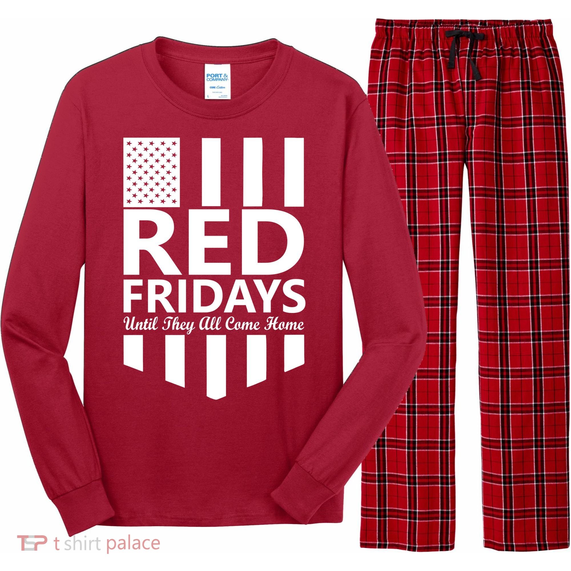 Red Fridays Military Flag Long Sleeve Pajama Set