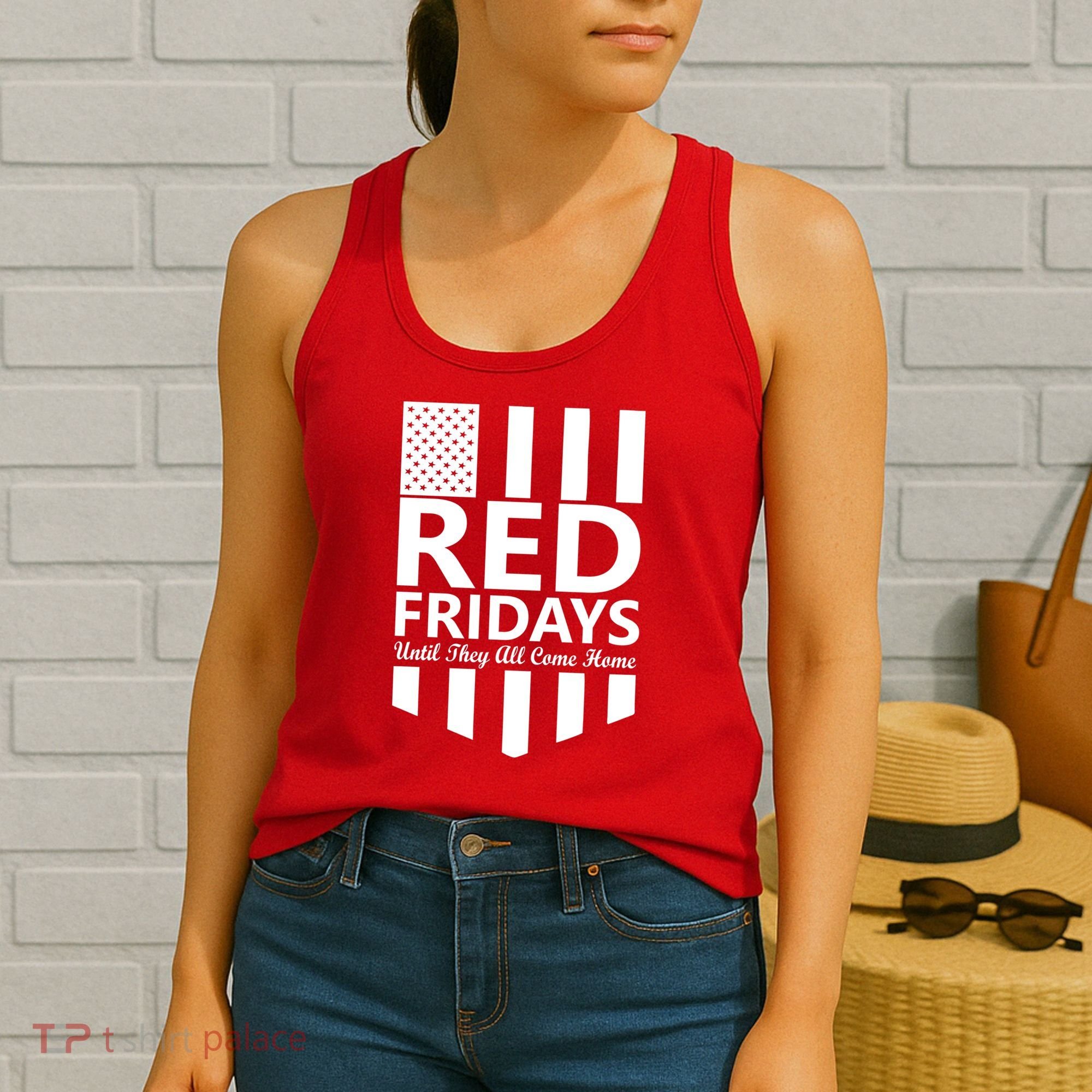 Red Fridays Military Flag Women's Tank Top