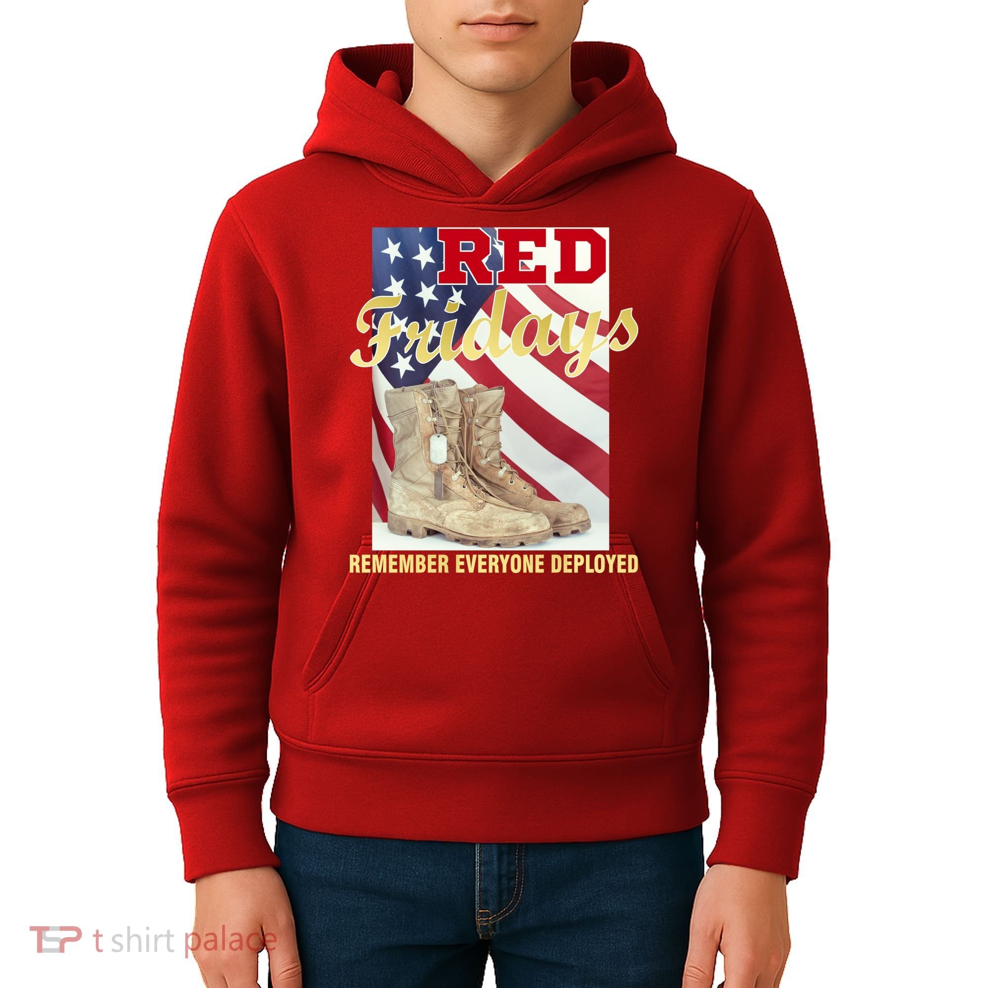 Red Fridays Remember Everyone Deployed Kids Hoodie
