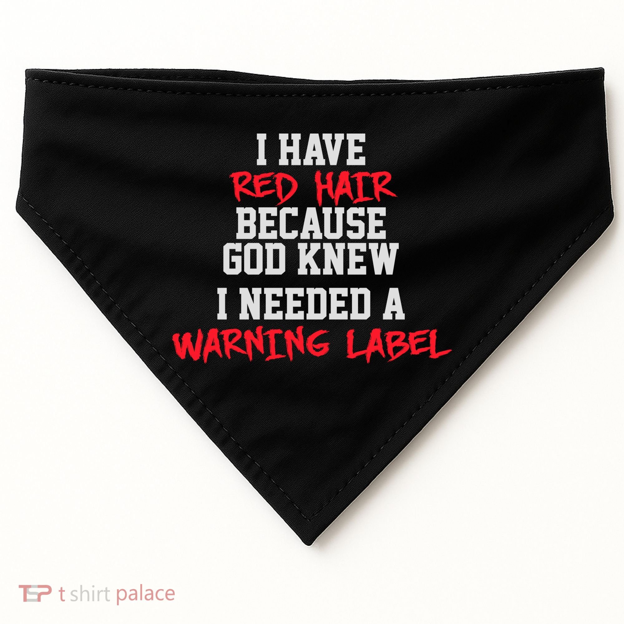 Red Head Warning Label USA-Made Doggie Bandana