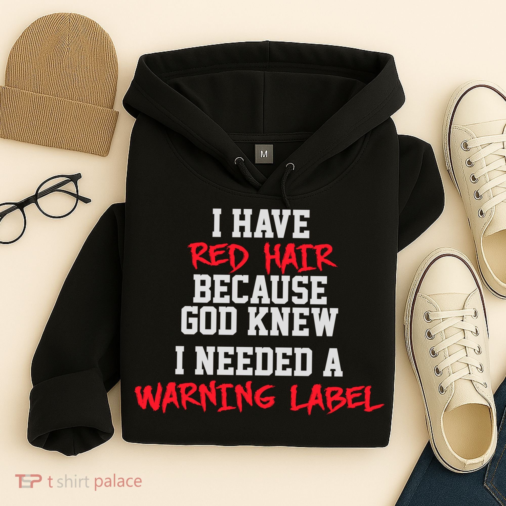 Red Head Warning Label Hoodie