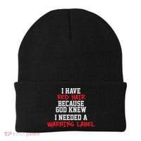 Red Head Warning Label Beanie thumb 0