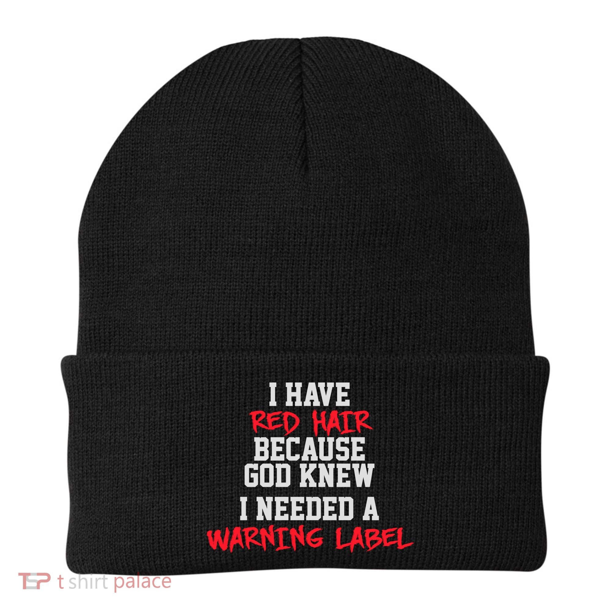 Red Head Warning Label Beanie