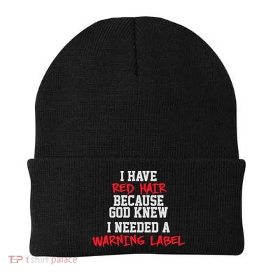 Red Head Warning Label Beanie