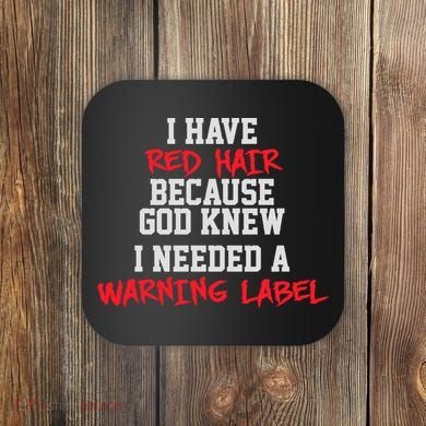 Red Head Warning Label Coaster