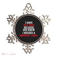 Red Head Warning Label Ornament thumb 0