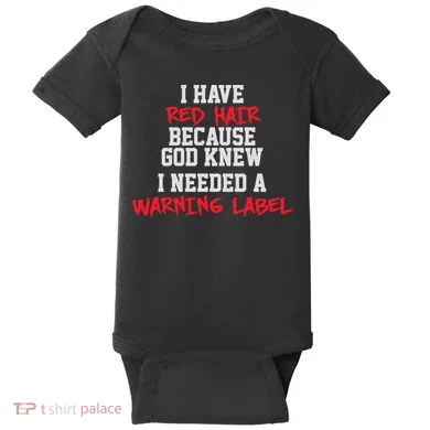 Red Head Warning Label Baby Bodysuit