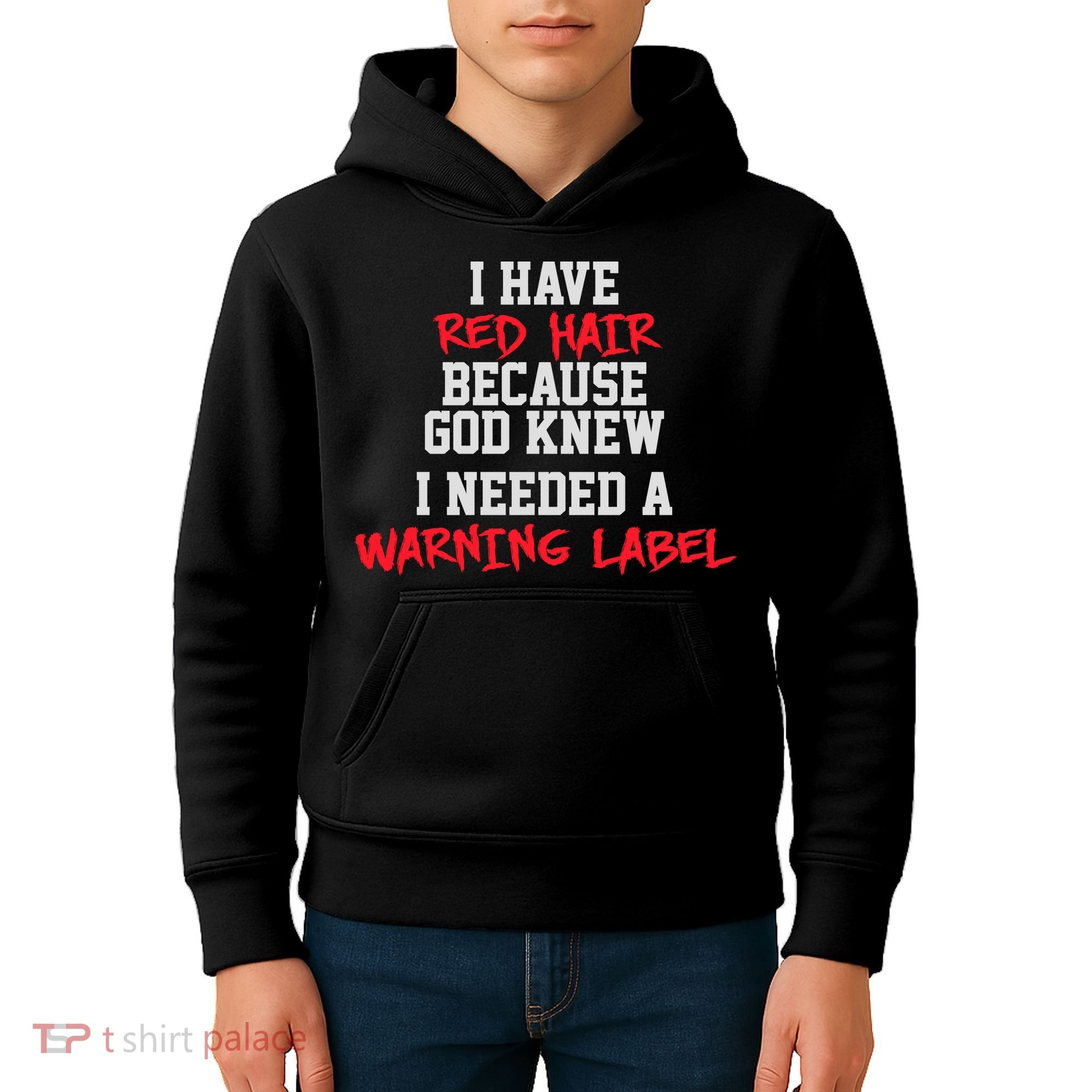 Red Head Warning Label Kids Hoodie