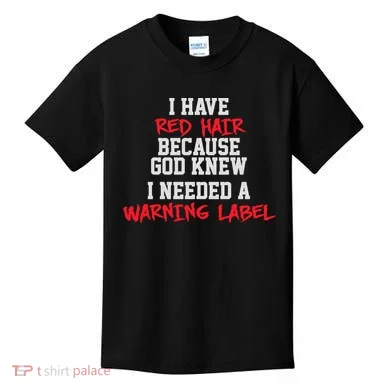 Red Head Warning Label Kids T-Shirt
