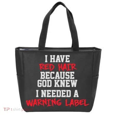 Red Head Warning Label Tote Bag