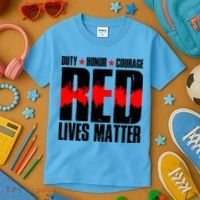 Red Lives Matter Kids T-Shirt thumb 3