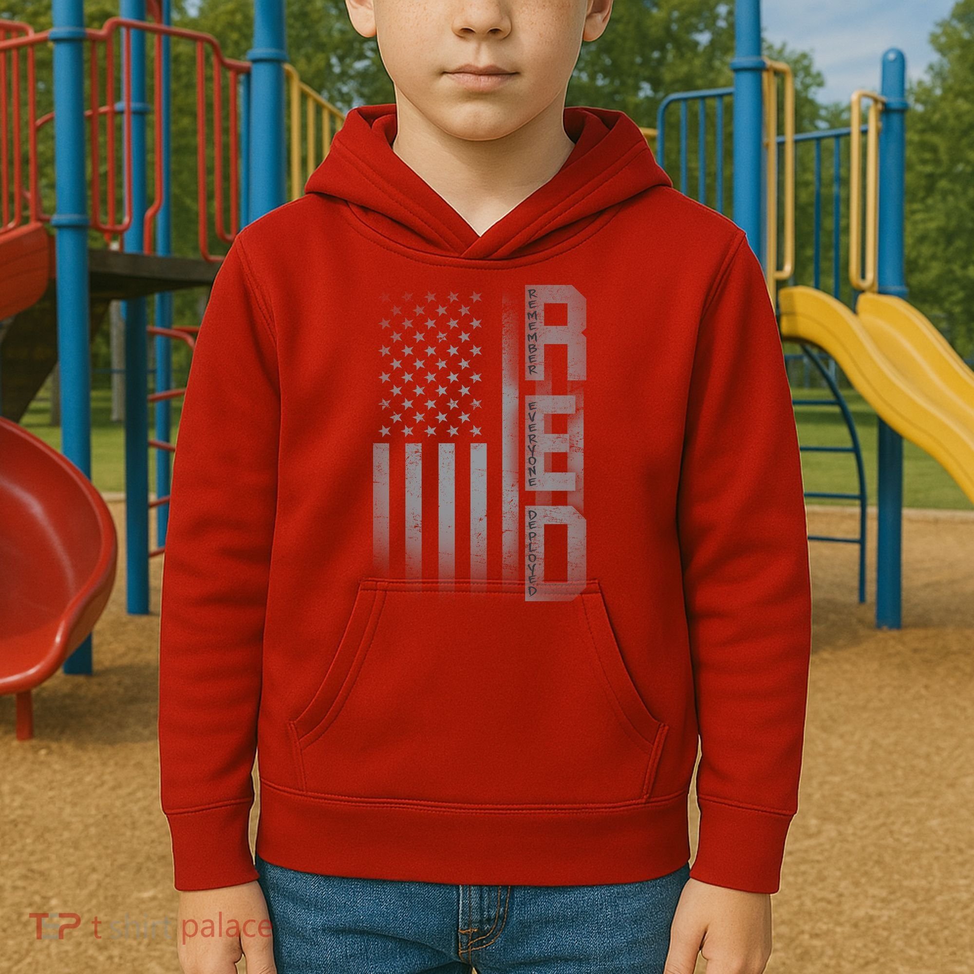 RED Remember Everyone Deployed Kids Hoodie