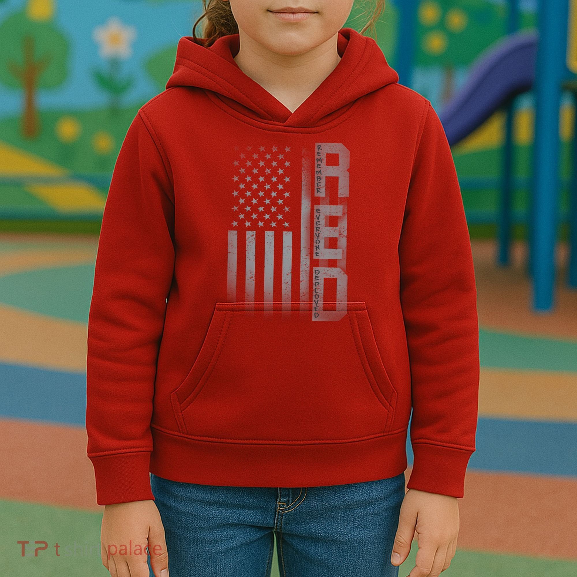 RED Remember Everyone Deployed Kids Hoodie
