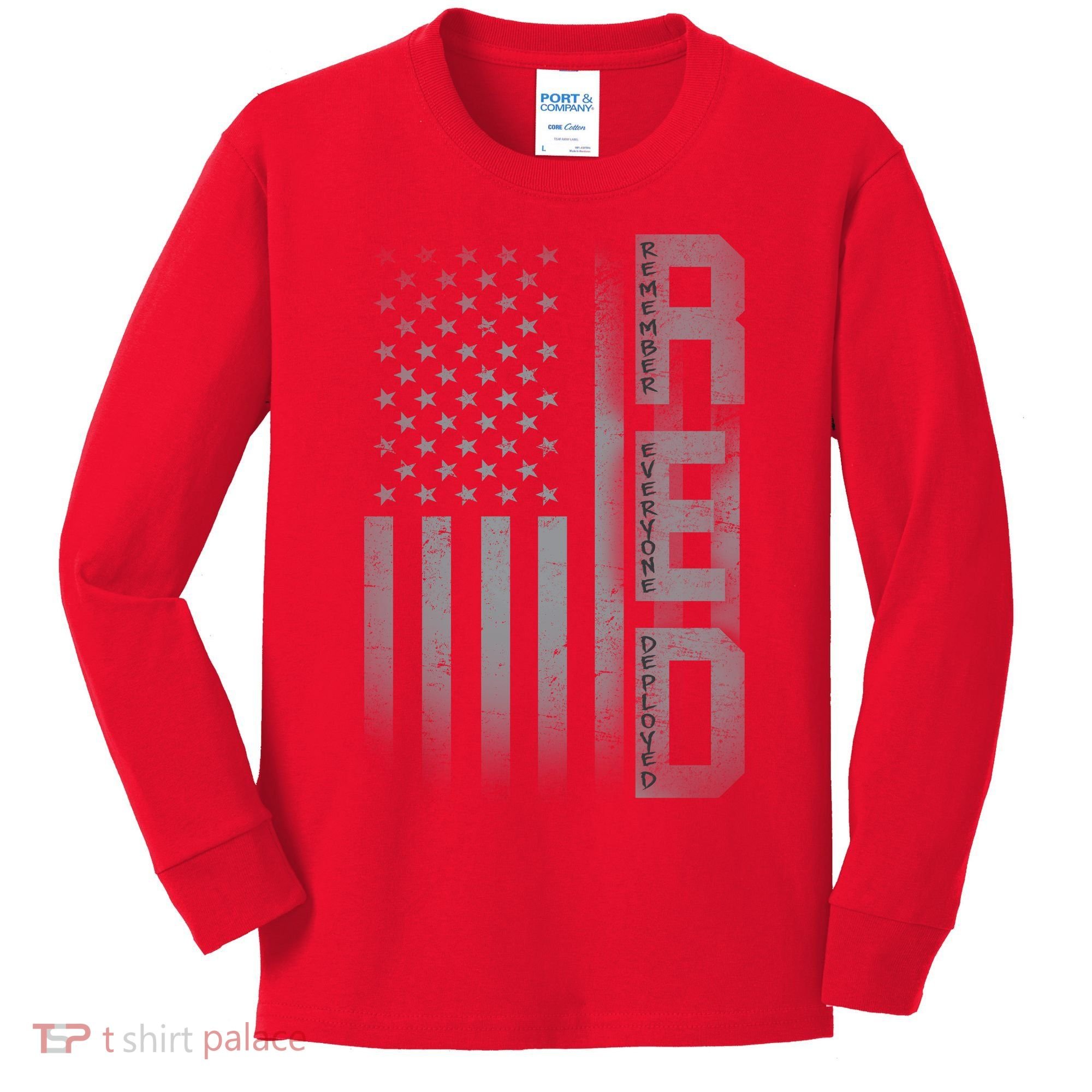 RED Remember Everyone Deployed Kids Long Sleeve Shirt