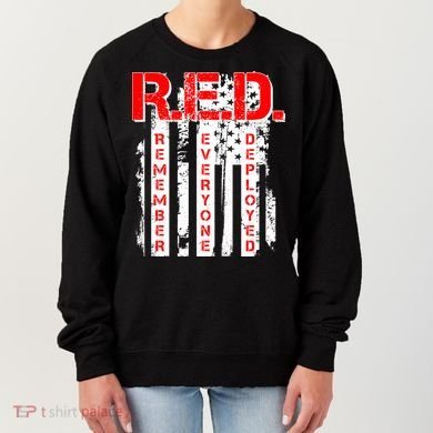 RED Remember Everyone Deployed Distressed Flag Women's Sweatshirt