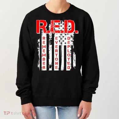 RED Remember Everyone Deployed Distressed Flag Women's Sweatshirt