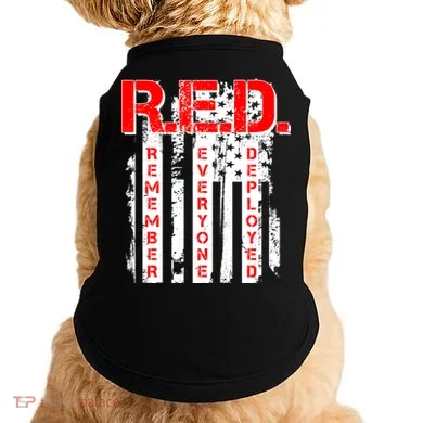 RED Remember Everyone Deployed Distressed Flag Doggie Tank
