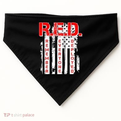 RED Remember Everyone Deployed Distressed Flag USA-Made Doggie Bandana