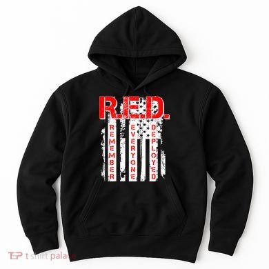 RED Remember Everyone Deployed Distressed Flag Hoodie