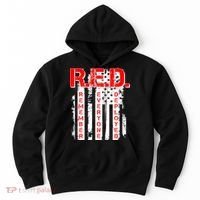 RED Remember Everyone Deployed Distressed Flag Hoodie thumb 0