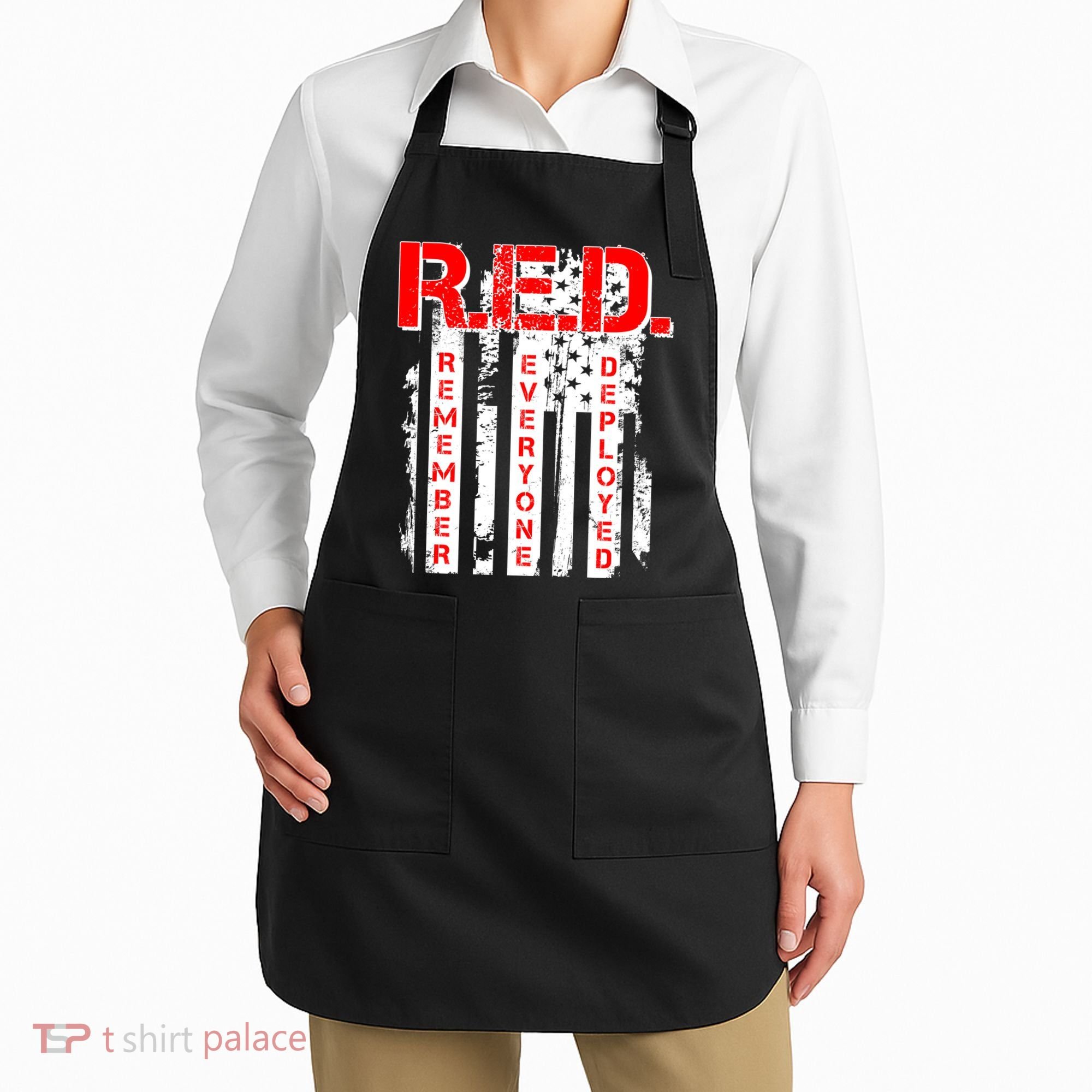 RED Remember Everyone Deployed Distressed Flag Apron