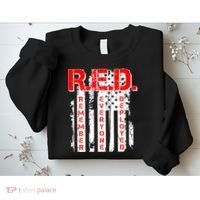 RED Remember Everyone Deployed Distressed Flag Sweatshirt thumb 2