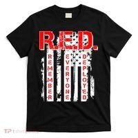 RED Remember Everyone Deployed Distressed Flag T-Shirt thumb 0