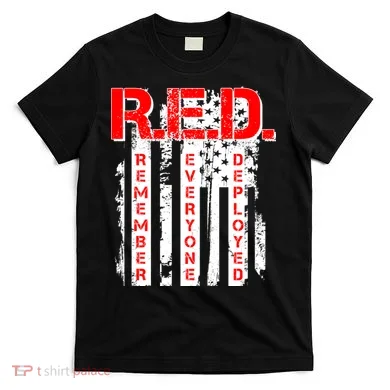 RED Remember Everyone Deployed Distressed Flag T-Shirt