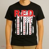 RED Remember Everyone Deployed Distressed Flag T-Shirt thumb 3
