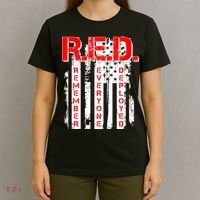 RED Remember Everyone Deployed Distressed Flag T-Shirt thumb 4