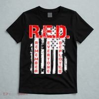 RED Remember Everyone Deployed Distressed Flag T-Shirt thumb 5