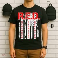 RED Remember Everyone Deployed Distressed Flag T-Shirt thumb 6