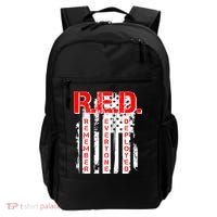RED Remember Everyone Deployed Distressed Flag Backpack thumb 0