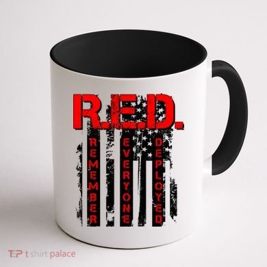 RED Remember Everyone Deployed Distressed Flag Coffee Mug back
