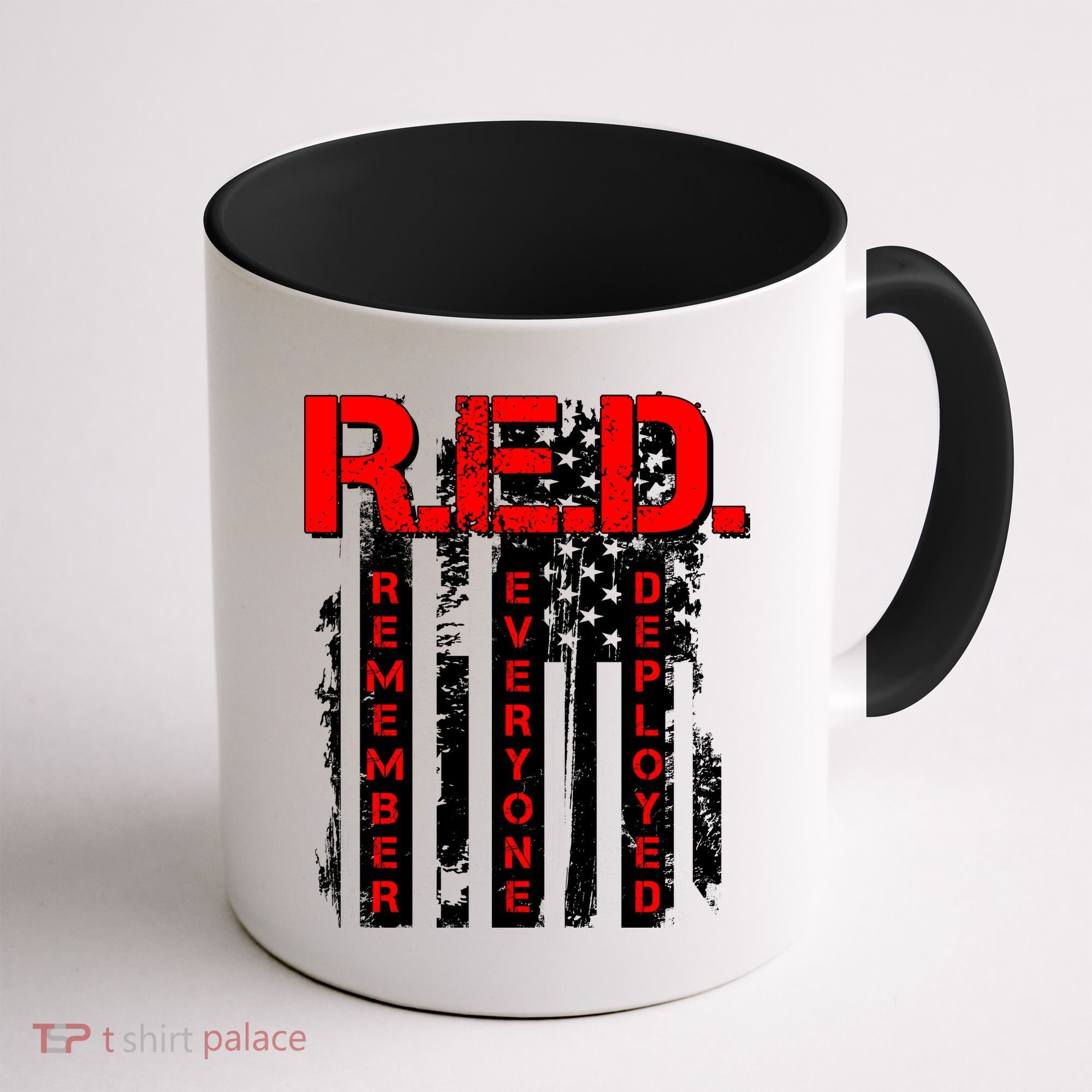 RED Remember Everyone Deployed Distressed Flag Coffee Mug