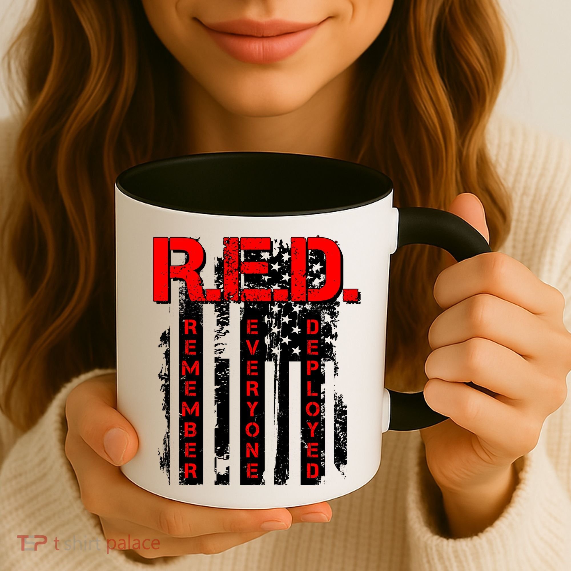 RED Remember Everyone Deployed Distressed Flag Coffee Mug