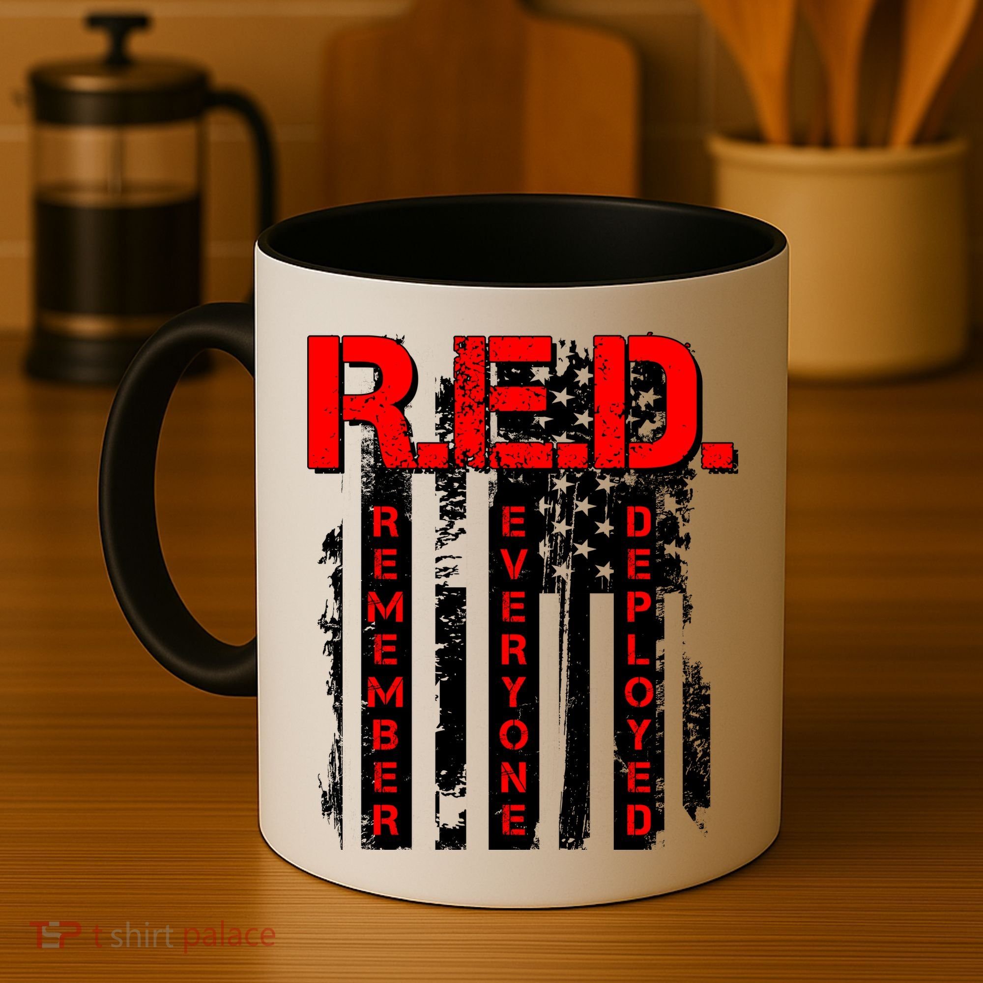 RED Remember Everyone Deployed Distressed Flag Coffee Mug
