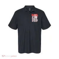 RED Remember Everyone Deployed Distressed Flag Polo thumb 0