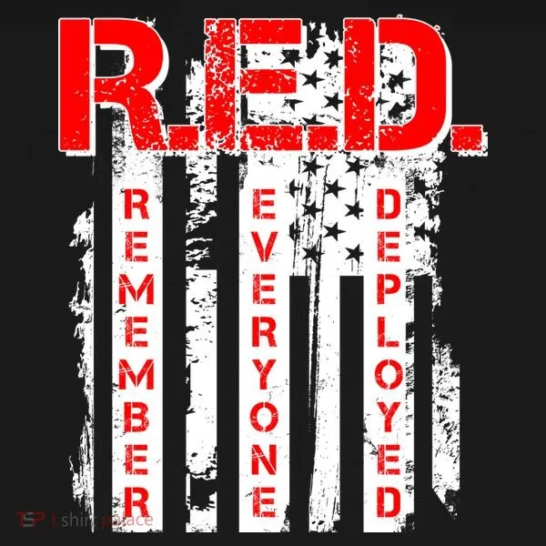 RED Remember Everyone Deployed Distressed Flag Polo