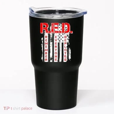 RED Remember Everyone Deployed Distressed Flag Tumbler