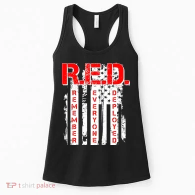 RED Remember Everyone Deployed Distressed Flag Women's Tank Top
